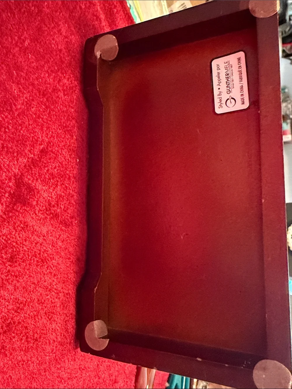 Great vintage Classic cherry wooden Jewelry Box with heart glass etched cover